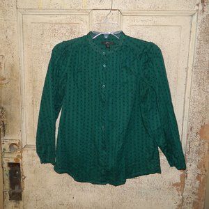 J. Crew Swiss dot Puff Long Sleeve Top Blouse Size XXS (D-5)